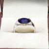 Erkekler İçin 925 Ayar Gümüş Yüzük Üzerinde Mavi Safir Oval Kesim Değerli Taş #B609 JL375686498301