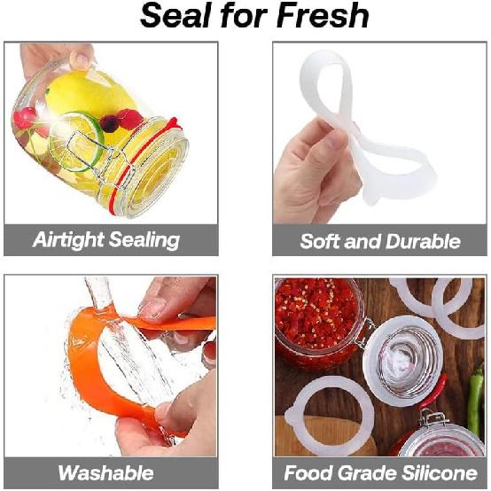 Silicone Replacement Gasket, Airtight Rubber Seals Rings for Mason Jar Lids, Leak-Proof Canning Silicone Fitting Seals for Glass Clip Top Jars
