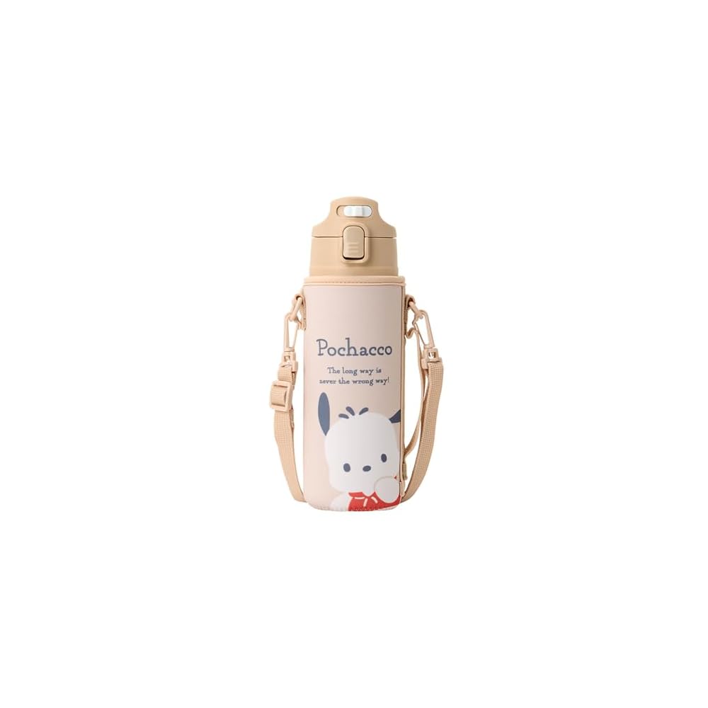 Sanrio Pochacco Stainless Steel Bottle with Cover for Children, 470mL Capacity, Name Space,