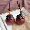 Strawberry Wooden Pendant Phone Chain Mangosteen Car Keyring Lucky Sandalwood Keychain  Decoration
