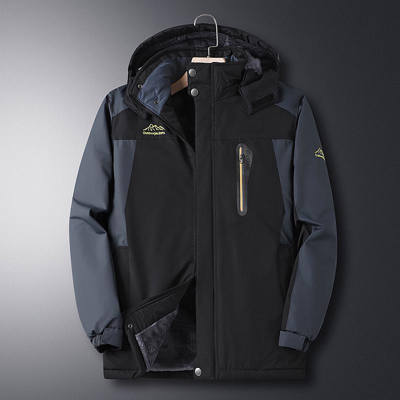 Men's Fleece-Lined Windbreaker: Warm, Thick Cotton Coat for Middle-Aged & Elderly During Autumn/Winter