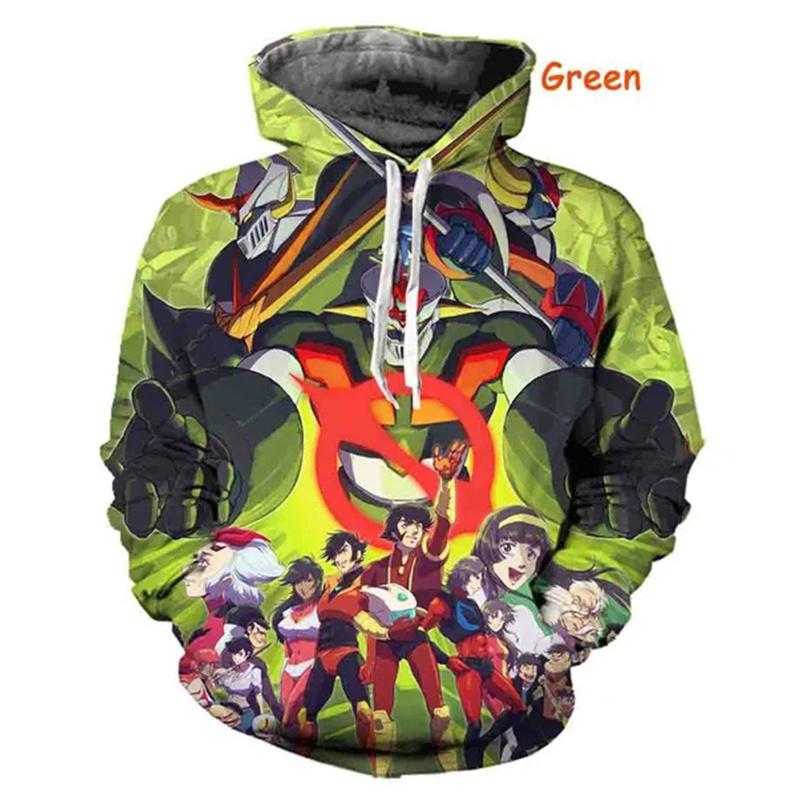 Męskie bluzy z kapturem Mazinger Z Anime Robot 3D Print Mężczyźni Kobiety Moda Bluzy Oversized Hoodie Harajuku Dzieci Swetry Dres