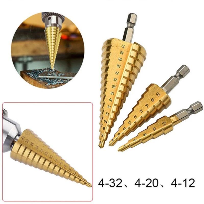 Titanbeschichtete Bohrer Aufreibwerkzeug Lochöffner Elektro-Schleiferbits Lagerstahl-Bohrer Sechskantschaft Pagodenbohrer