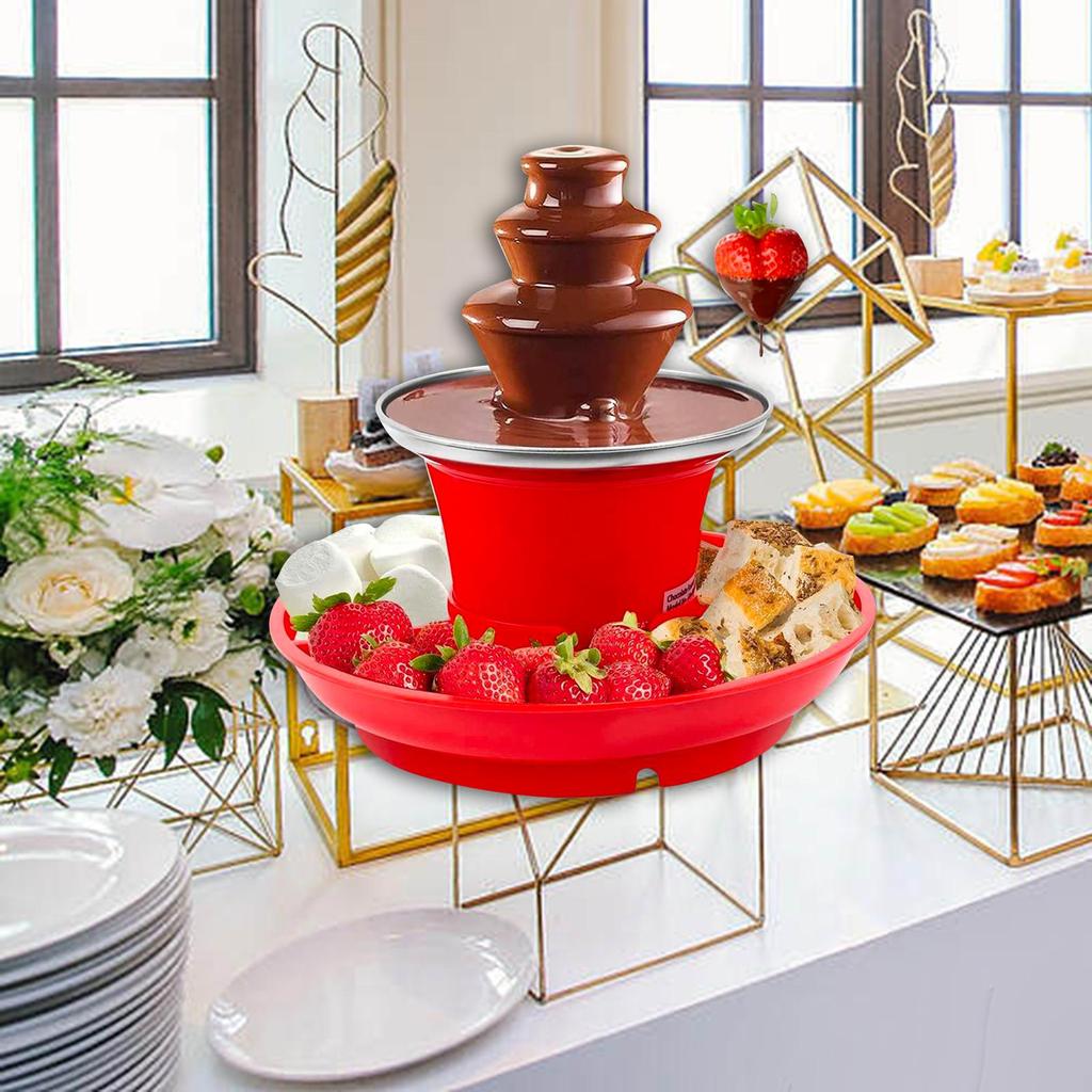 3 Tier Chocolate Fondue Fountain Auger Style US Standard Plug for BBQ Sauce Stainless Steel Heated
