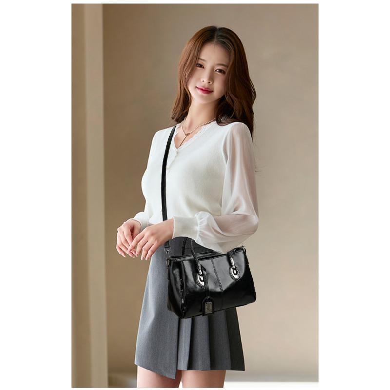Womens Stylish PU Leather Handbag Woven Handle Adjustable Strap Single Shoulder Bag Handheld Crossbody Design Daily Bag for Commute Casual Activities