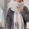 Kostkovaný šátek jednobarevný Dámský zimní tlustý šál z imitace kašmíru Korejský styl Teplý šátek na krk