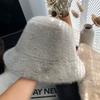Imitation Mink Mink Hair Bucket Hat Female Autumn and Winter Warm White Plush Bucket Hat Female Winter Washbasin Hat
