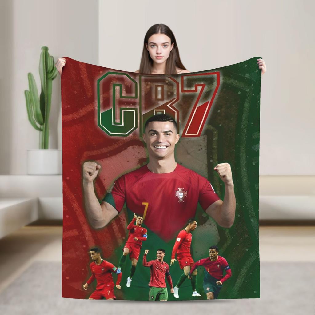 C Ronaldos Football Soccer Blankets  Flannel Funny Breathable Throw Blankets for Home  Winter