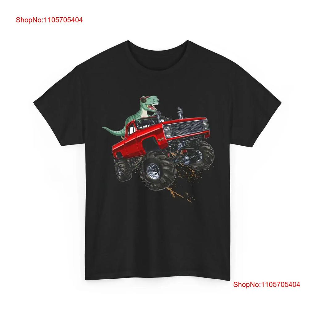 T Rex Monster Truck Shirt Lovers Dinosaur Boys Vintage Unisex Top For Everyday Wear Stretched Soft