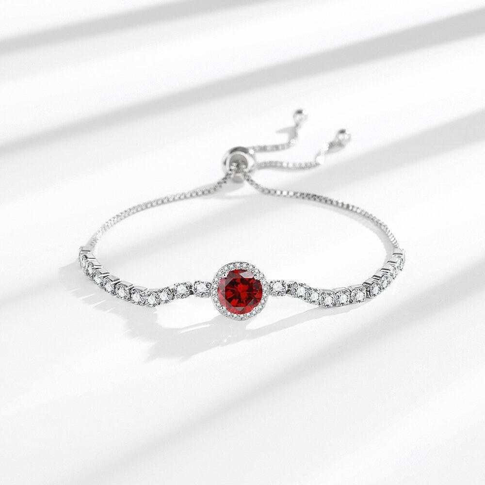 French Romantic 925 Silver Pull-Up 2 Carat Round Bag Zircon Imitation Moissanite Ladies Bracelet Wedding Jewelry