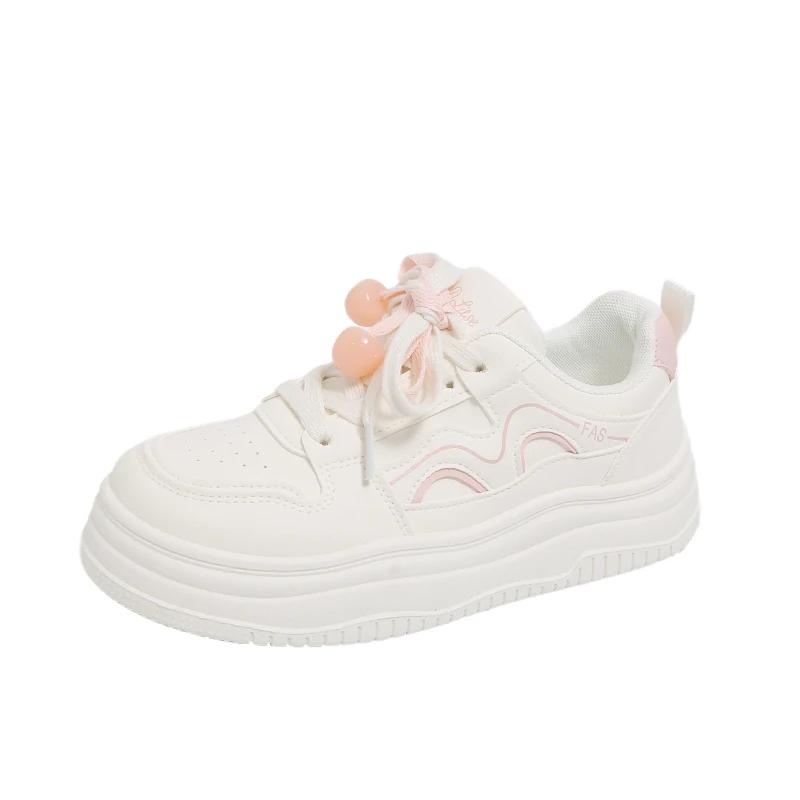 

Fashion 2025 Travel Casual Shoe Soft Sole Shoes Women Mom Shoes Comfortable and Not Tiredsports White Shoes Women in Spring and Autumn 35 розовый