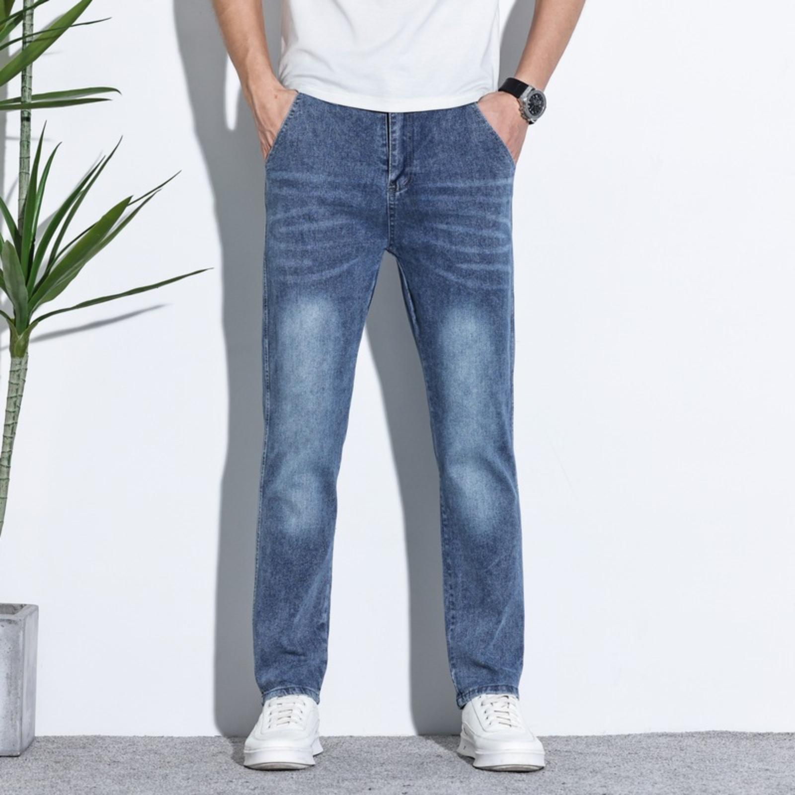 

Мужские повседневные джинсы прямого зауженного кроя 38 темно-синий