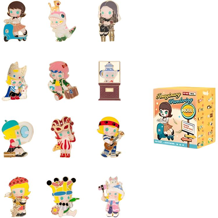 

POP MART Molly Fantasy Hobo Memo Collection Badge Blind Box Products, Single Mystery Box