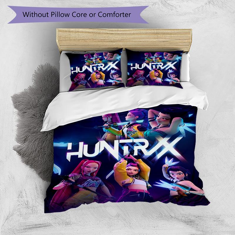 3pcs Kpop Hunter5 Pattern Bedding Set Duvet Cover Set Includes Duvet Cover &pillowcases, Perfect All Season Bedroom Decoration & Gift