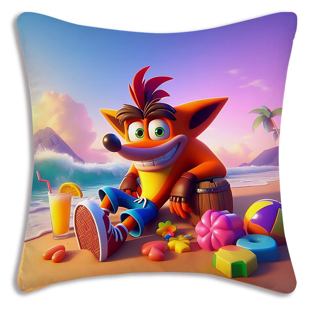 Cartoon Crashs B-Bandicoots Pillow Covers Cartoon Sofa Decorative Home Double-sided Printing Short Plush Cute Cushion Cover