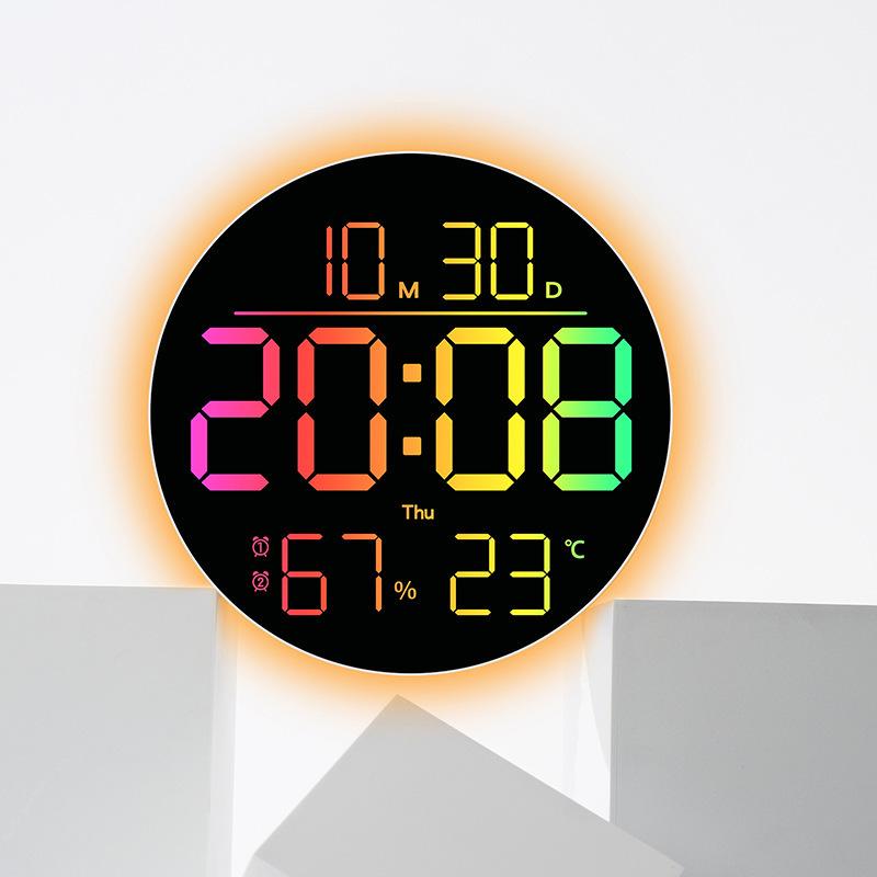 

Настенные часы с RGB-подсветкой, меняющей цвет, с подсветкой окружающей среды и крупным шрифтом - Многофункциональный элемент декора для дома Model 6695R White Case