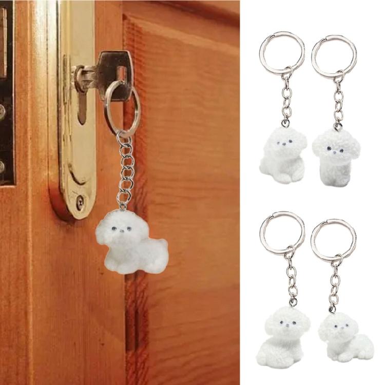 4Pcs Dog Pendant Keychain Decoration Stylish Dog Charm for Backpacks and Phones Flocking Animal Pendant Keyring