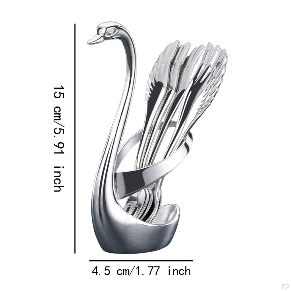 5Pcs Dessert Spoon Coffee Spoons Gifts Cooking Utensil Stainless Steel Creative Swan