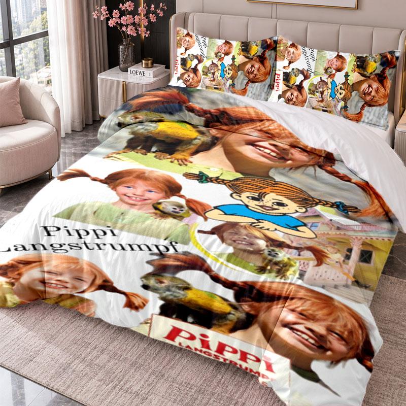 Pippi Longstocking 3Pcs Bedding Set Duvet Cover With Two Pillowcases For Bedroom Home Decoration