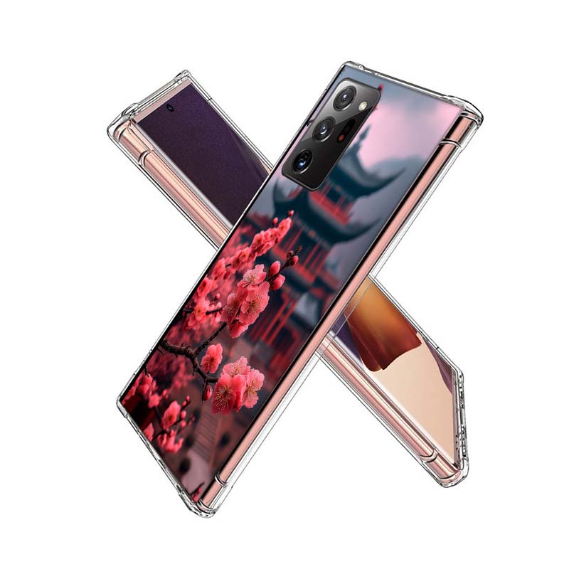 Snowy Peach Blossom Tree in Front of the House Phone Case for Samsung A55 A35 A25 A15 A07 A05S A16 A17 A26 A36 A37 A56 A57 Galax