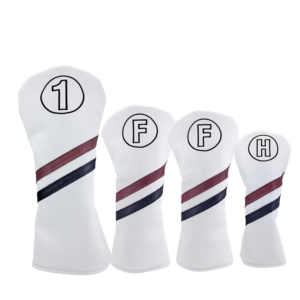 Waterproof Golf Headcovers for Fairway and Driver Golf Set of Solid Dark White Fairway Utility, Wood, Clubs, 4, (1 Wood)
