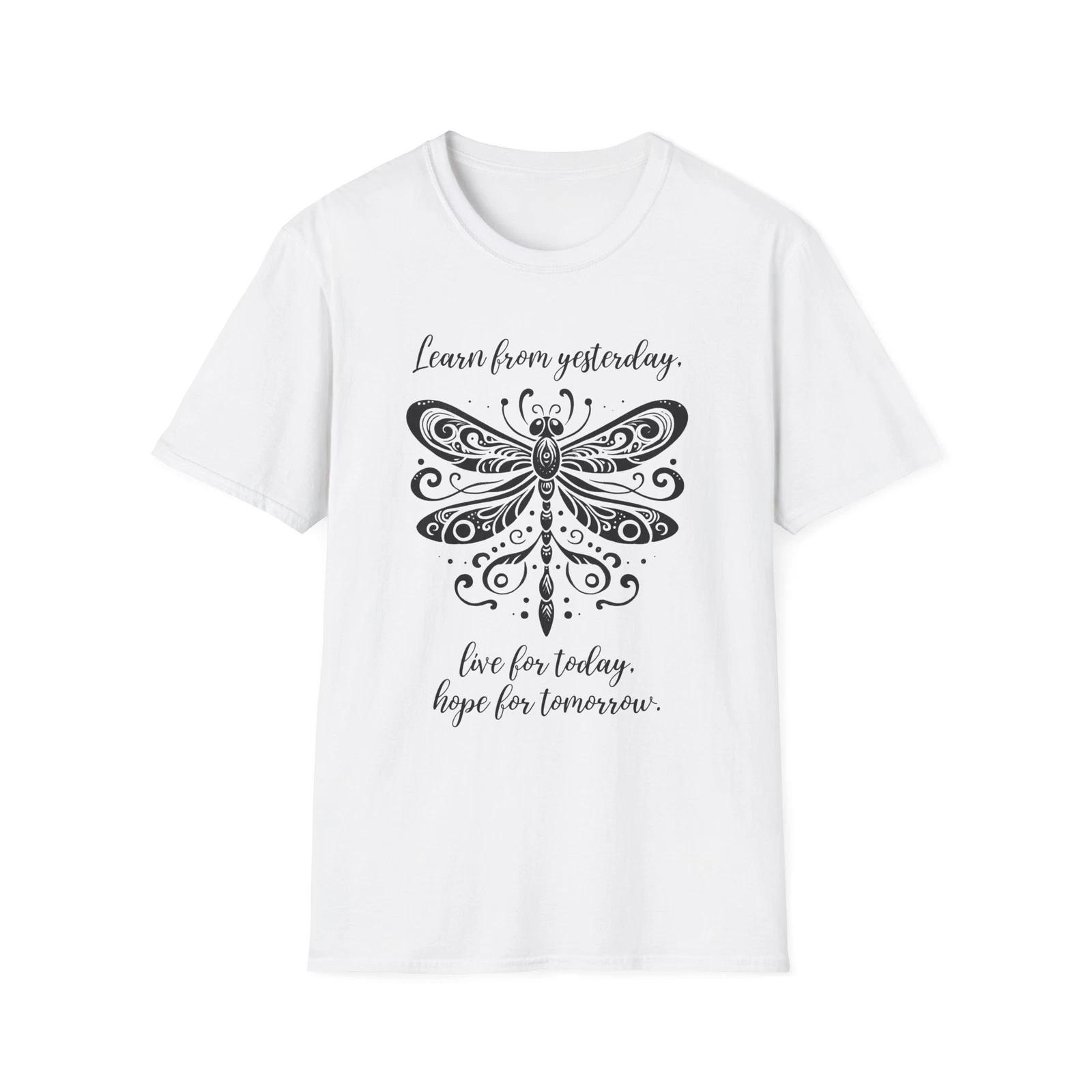 Inspirational Butterfly T-Shirt - Learn from Yesterday, Live for Today, Hope for S
