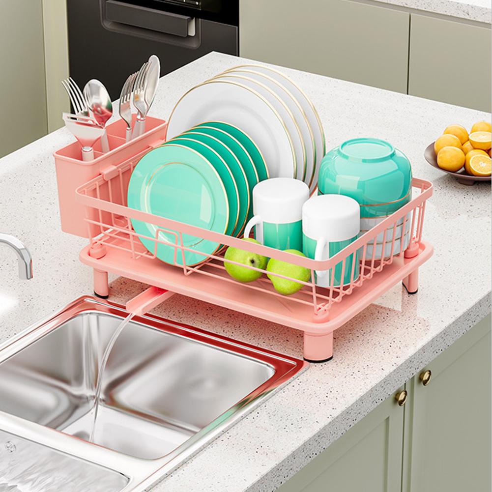 Portapiatti da Cucina con Scolapiatti per Piano di Lavoro Utensili Piatti Bacchette Ciotole Cucchiaio Portacucchiaio Scolapiatti F6h7