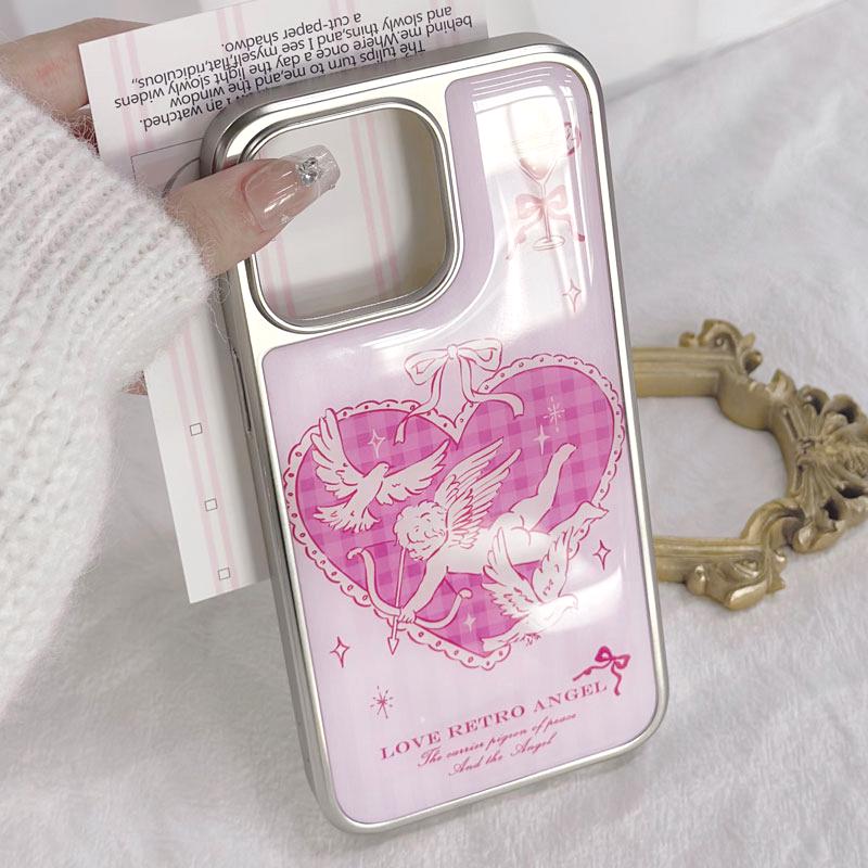 Zhitai iPhone 16 Electroplated Drip Glue Pink Case with Silver Edges for iPhone 12 Pro