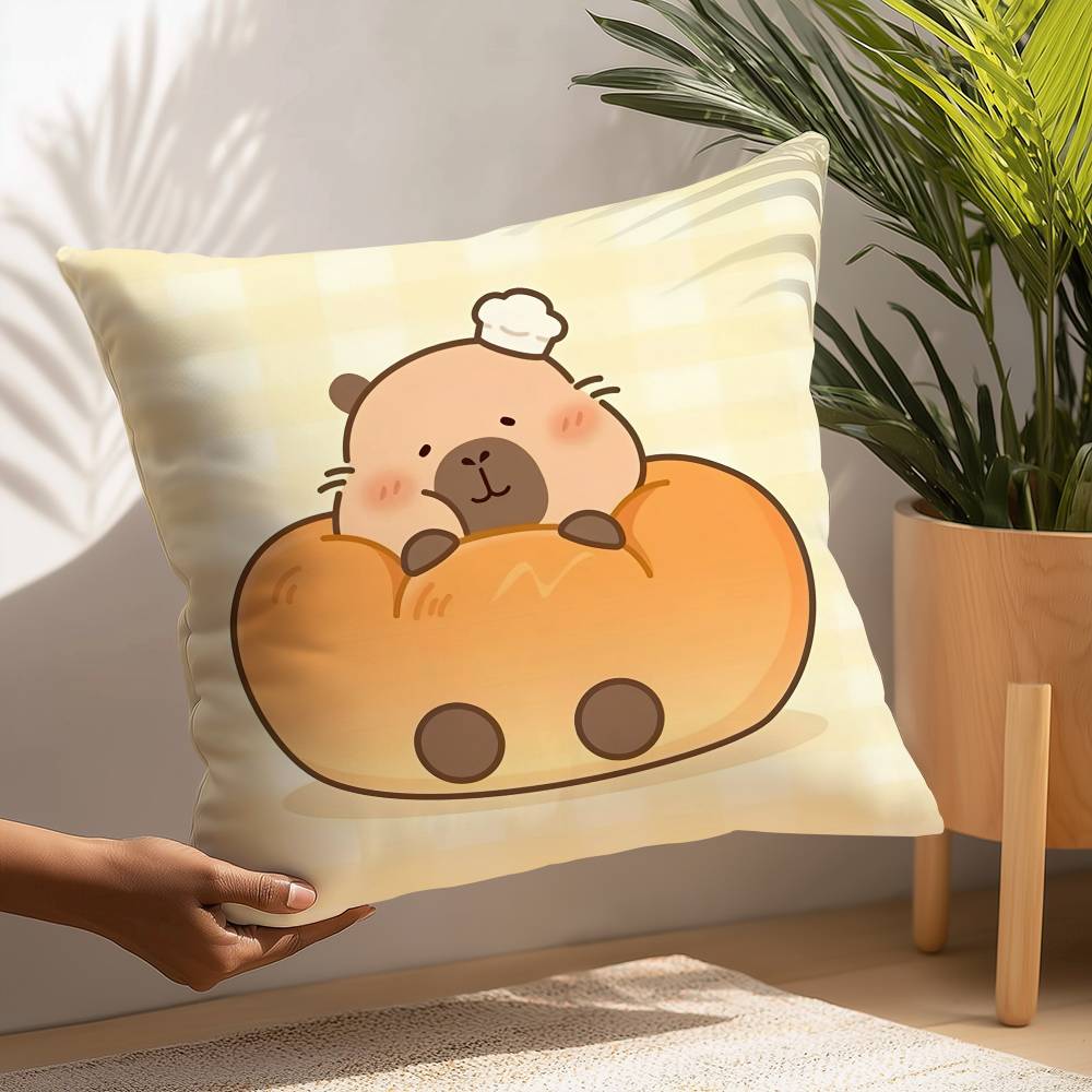 Kawaii C-CapybaraS Kissenbezug Plüschstoff Weicher Kissenbezug Beidseitig bedruckt Kissenbezug Haushaltsgeschenke