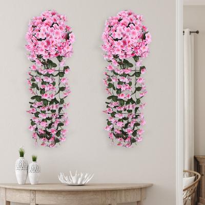 2 Pcs Faux Hanging Violet Flowers Artificial Vines with Blooms Fake