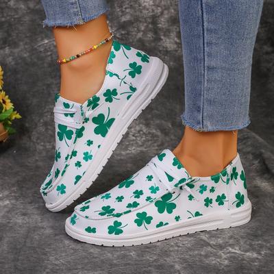 Sapatos femininos de lona, sapatos casuais femininos estampados coloridos e planos