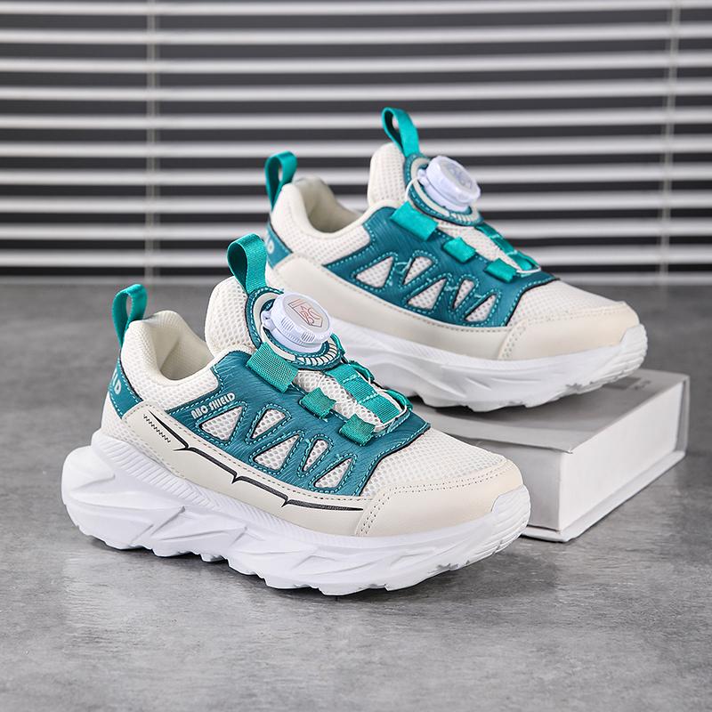 Ultra-Light Children's Running Shoes Soft Bottom Casual Sports Shoes for Boys And Girls Rotary Buttons Shoes double mesh shoes