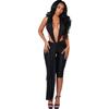 Fall European American Style Solid Color Sexy Sleeveless Halter Backless Tight Jumpsuit