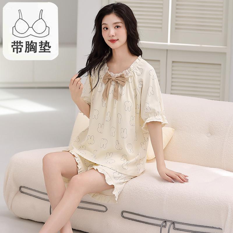Pajamas Women'S Pure Cotton Short-Sleeved Shorts Student Cartoon Pullover Cotton Korean Version Women'S Loungewear