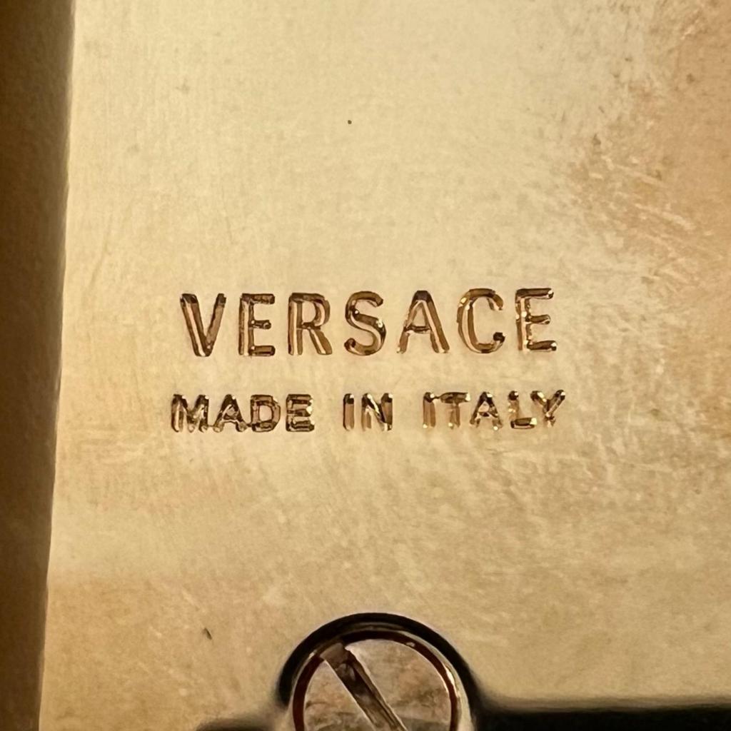 Great VERSACE Belt Medusa Motif Buckle Beige Calf Leather Mens Used