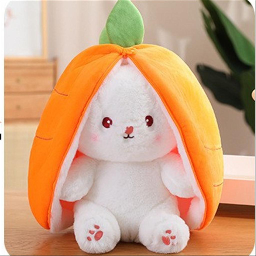 Non-Toxic Cute Strawberry Carrot Rabbit Plush Toy Stuffed Creative Into Fruit Transform Baby Cuddly Bunny Doll For Kid Birthday Gift