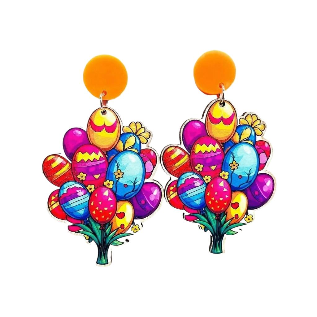 Easter Egg Dangle Earrings Lightweight Polymer Clay Handmade Drop Earrings with Hook Fastening Suitable for Daily Wear and Special Occasions
