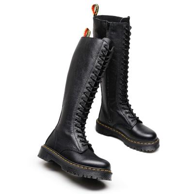 20 Lychee Pattern Medium and Thick-soled Boots for Women's British First-layer Real Cowhide Short Boots Round-headed Locomotive Martin