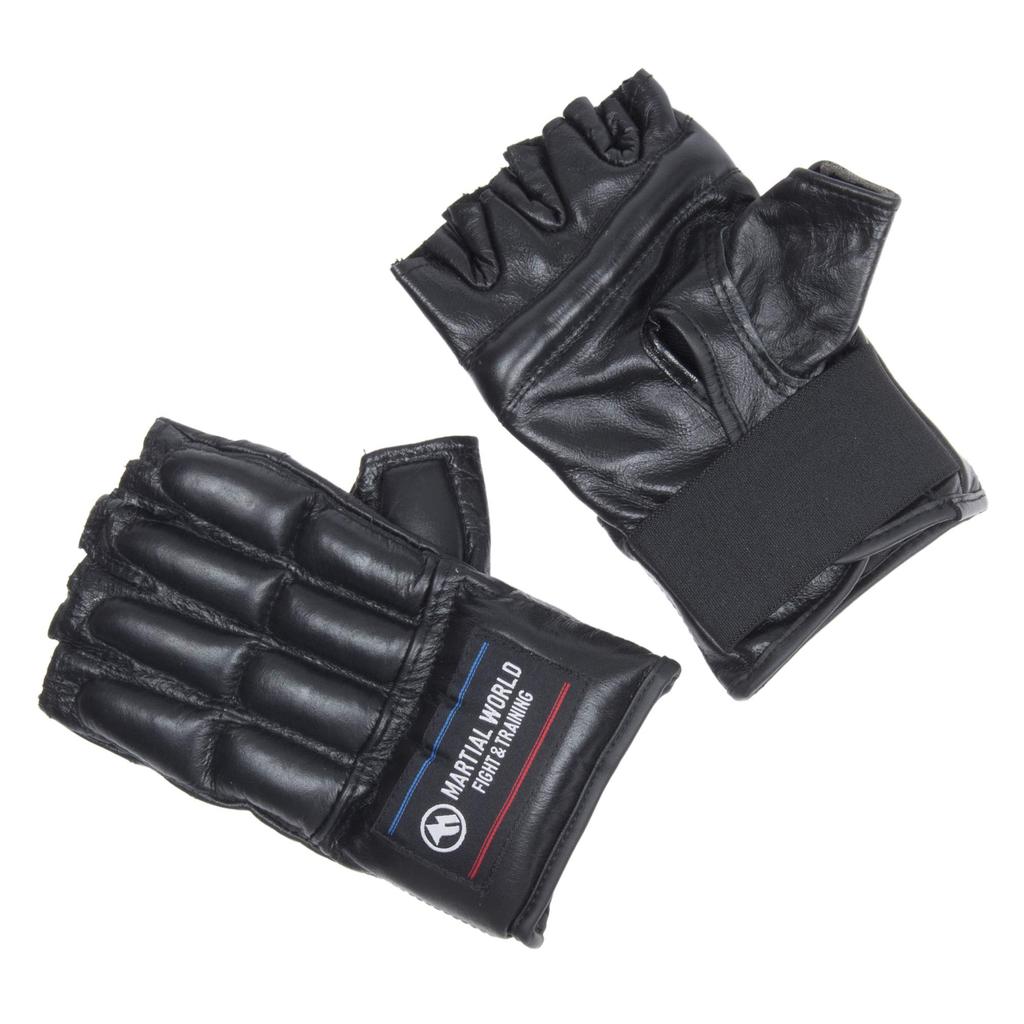 Martial World Knuckle-Type Finger Gloves, Open Finger, PG38-S-BK, Black, Size S