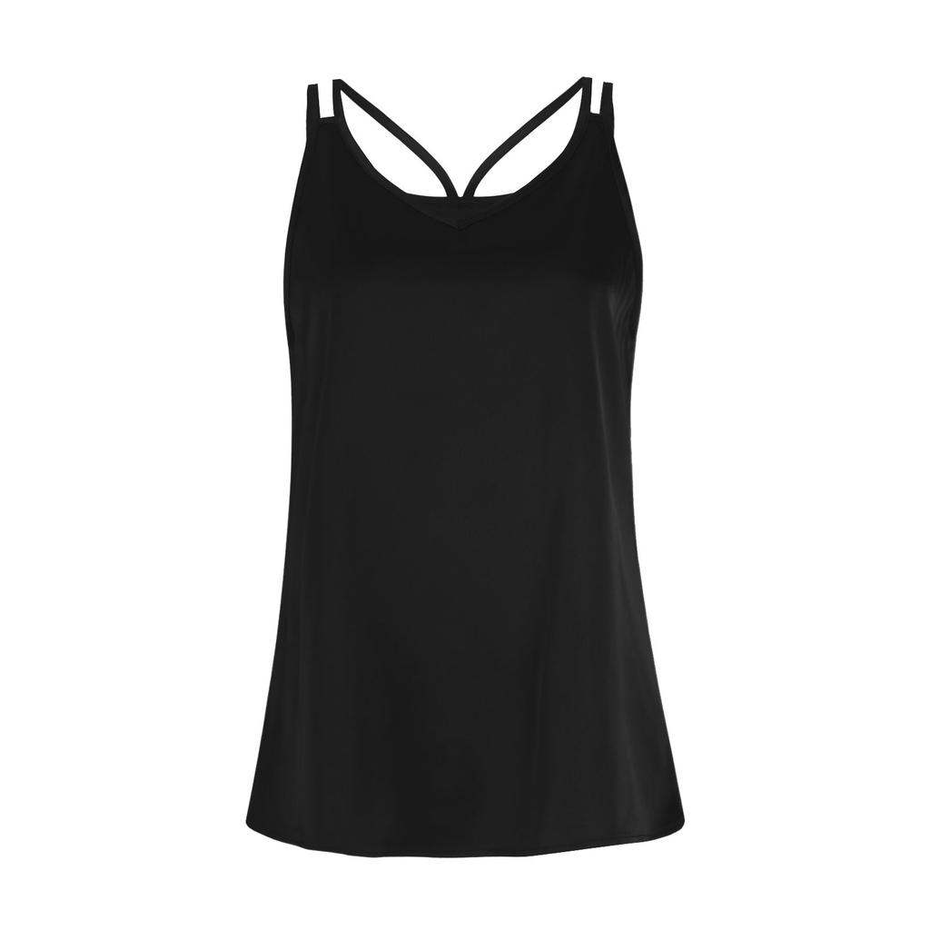 Summer Ladies Casual Solid Color Sleeveless Camisole T-Shirt Tops For Women