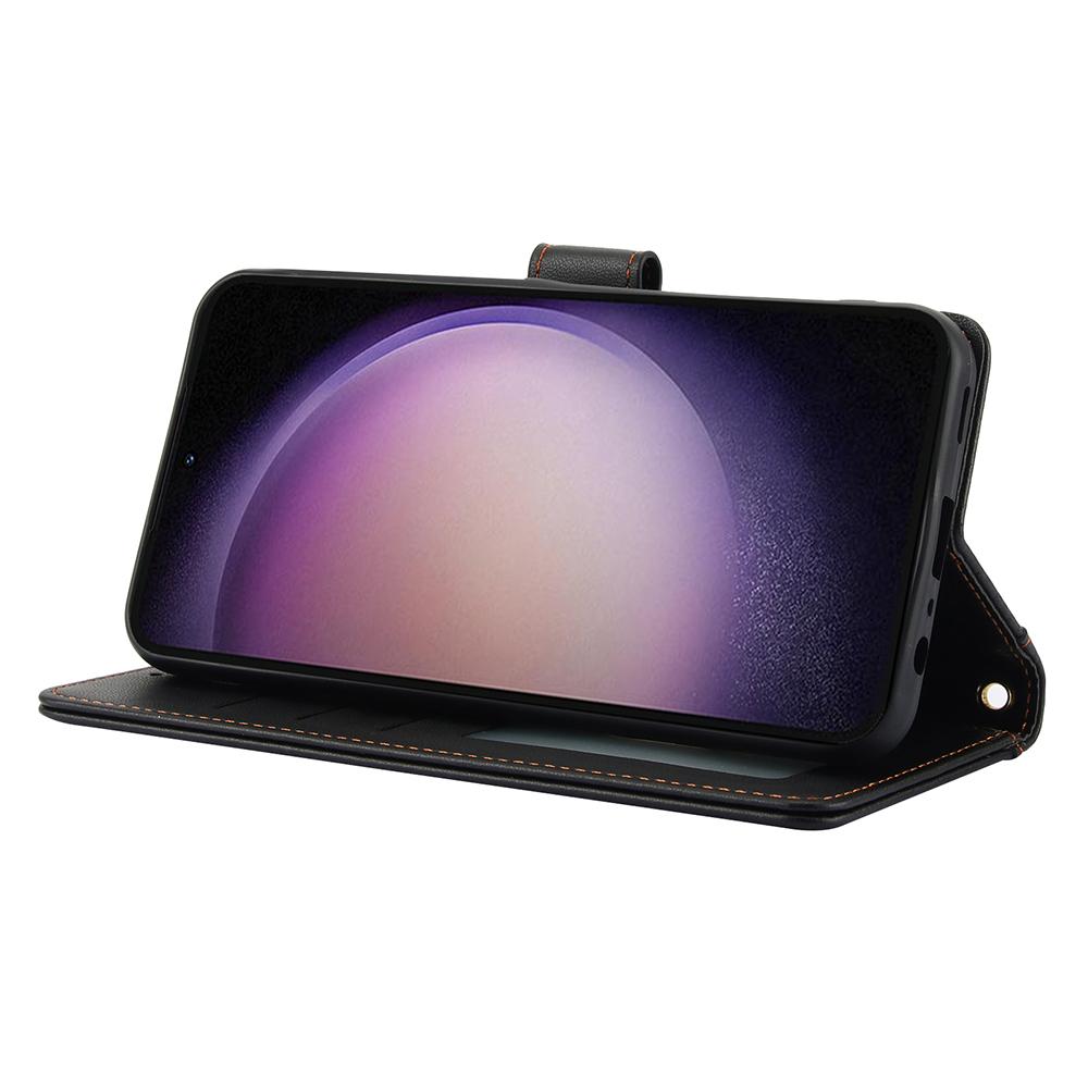 SY-003 For Samsung Galaxy S25+ Case PU Leather Stand View Phone Wallet Cover with Hand Strap