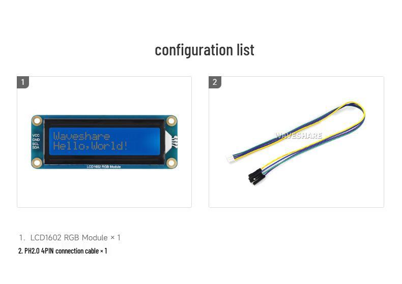 Micro Snow 1602 LCD Screen with Color Backlight - 32 Characters, 3.3V/5V Compatible