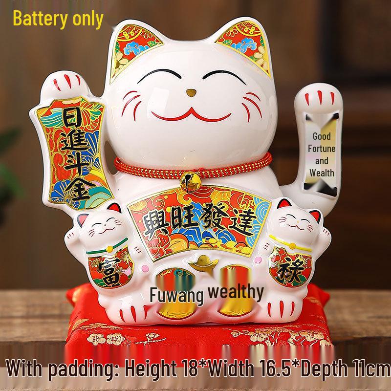 Large Waving Hand Lucky Cat Ornament - Cashier Desk Home Decor Gift