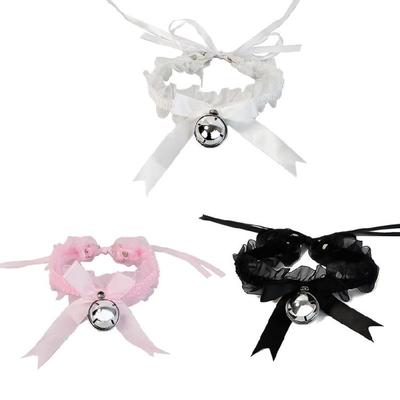 Cute Lace Choker Punk Delicate Ribbon Bell Halloween Birthday for Women