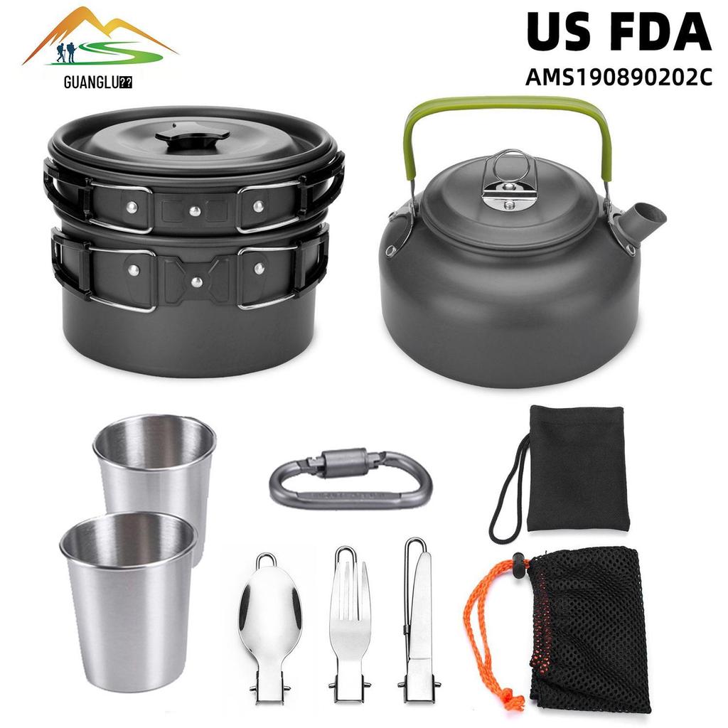 Popular Portable Camping Cookware Set: Aluminum Teapot & Cookware for 2-3 People