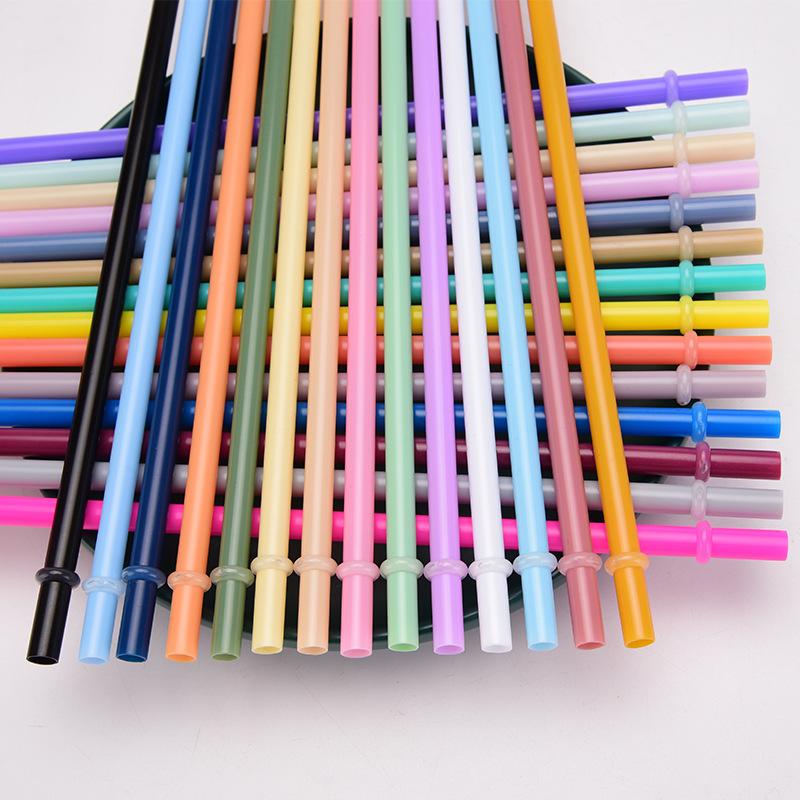 7Mm Aperture Straw 37 Color Solid Color Plastic Cup Accessories Pp Straw Non-Disposable Straw With Ring