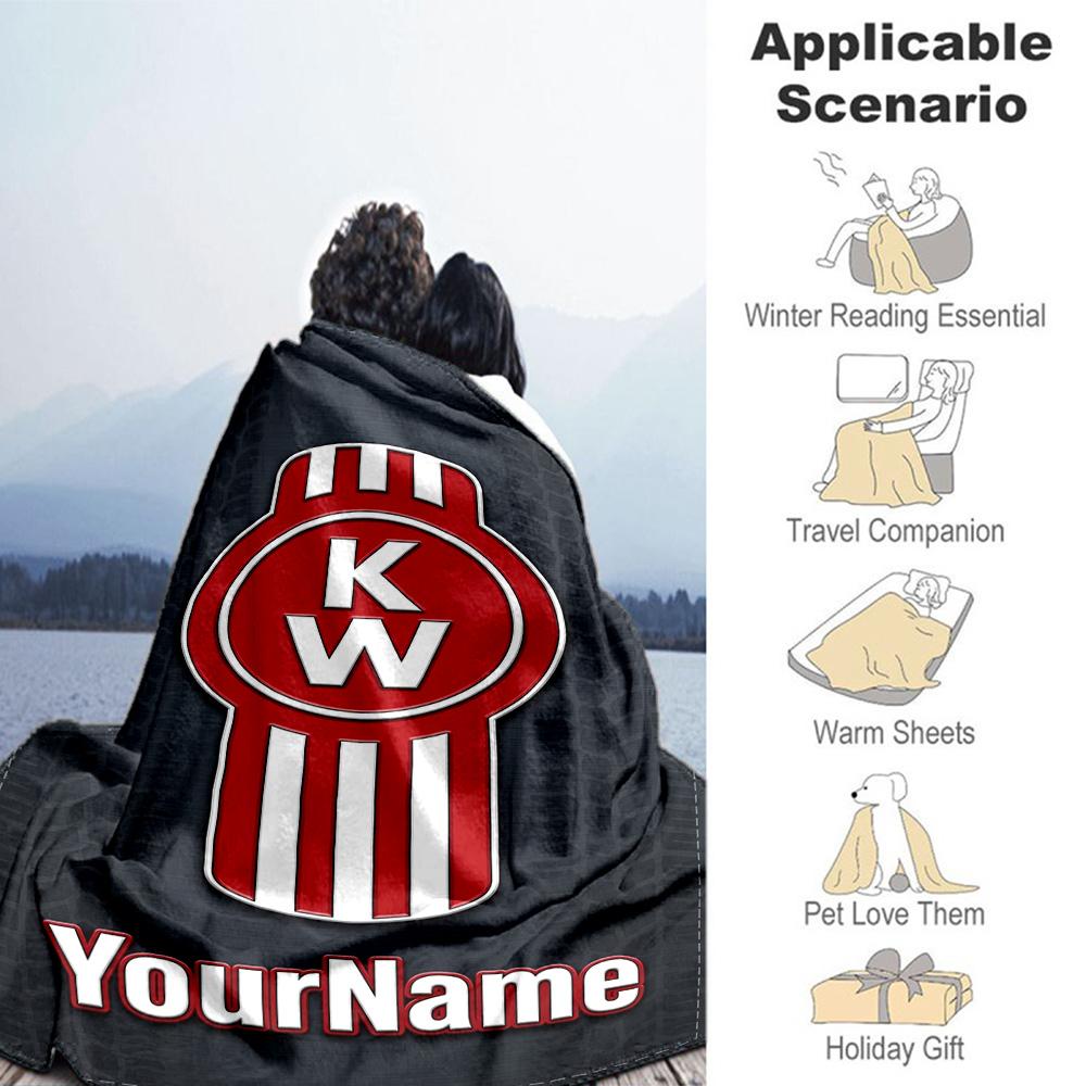 Kw Heavy Trucks Personalized Name Blanket Throw Customizable Blanket Comfortable Suitable for Livingroom Bedding Seaside Living Room All-Season Use