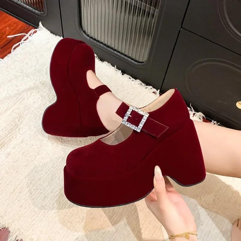 Fashion 10.5CM Spring Wedge Bling Sandals Women Platform Shoes Belt High Heels Gladiator Chunky Heeled Summer Wedges Zapatos De Mujer