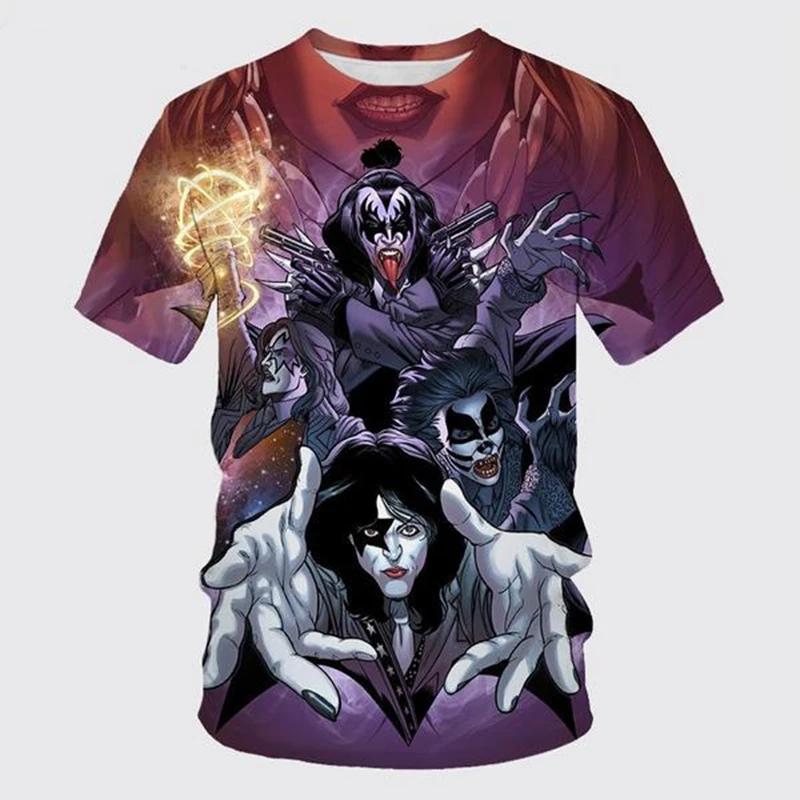 Classic Rock Kiss Band 3D Printed T-shirt Men Women Casual Fashion Hip Hop  Men Clothes Daily Comfortable Breathable O-neck Tees
