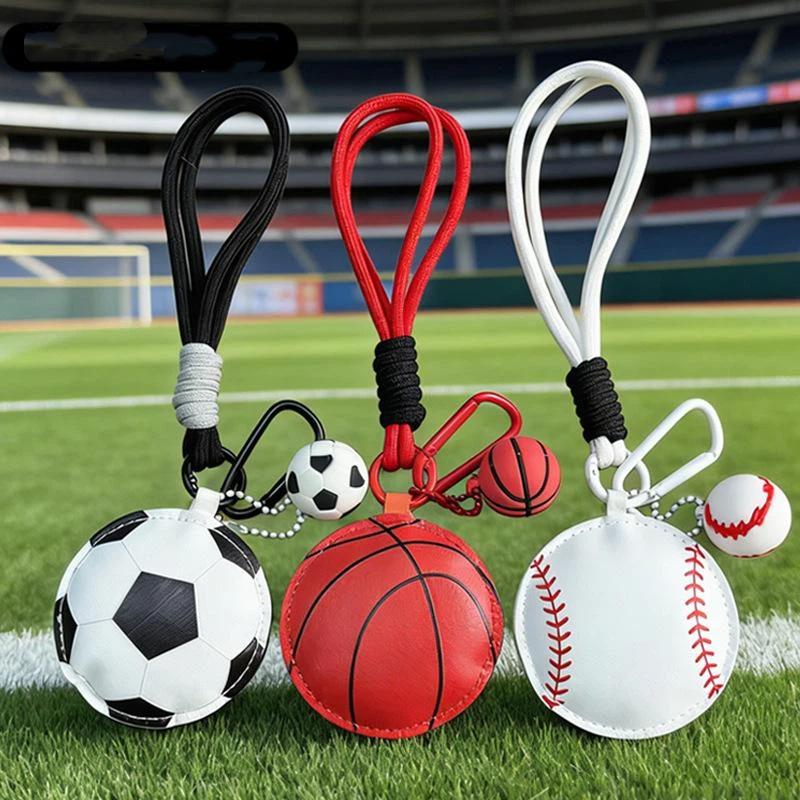 Sports Ball Shaped Pu Keychain With Durable Lanyard Cute Pendant For Sports Fans Bag Decoration Gift